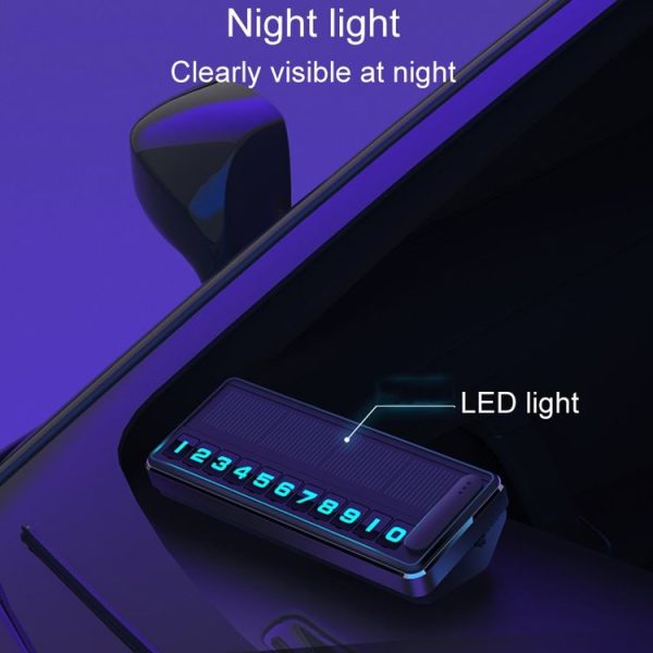 Car Temporary Parking License Plate Solar Rechargeable Luminous Parking Card (Black) - Image 8