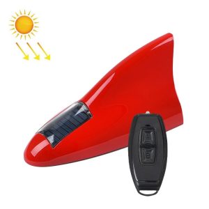 Solar Remote Control Signal Radio Shark Fin Antenna Anti-Tailgating Roof Warning Light (Red)