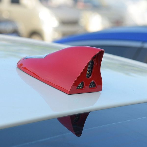 Solar Remote Control Signal Radio Shark Fin Antenna Anti-Tailgating Roof Warning Light (Red) - Image 2