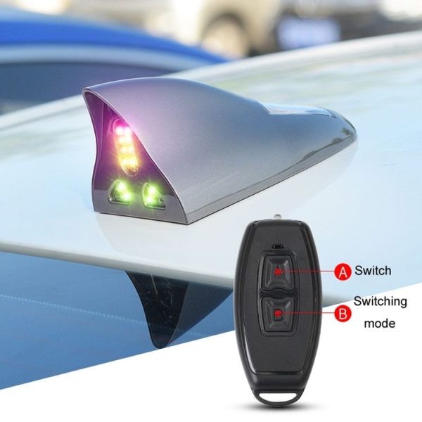 Solar Remote Control Signal Radio Shark Fin Antenna Anti-Tailgating Roof Warning Light (Red) - Image 8