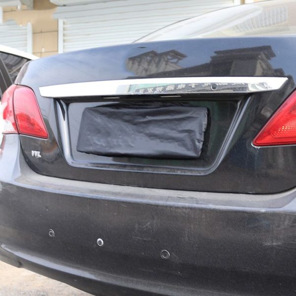 1pair Dustproof Waterproof Thickened Oxford Cloth License Plate Cover (Black) - Image 4
