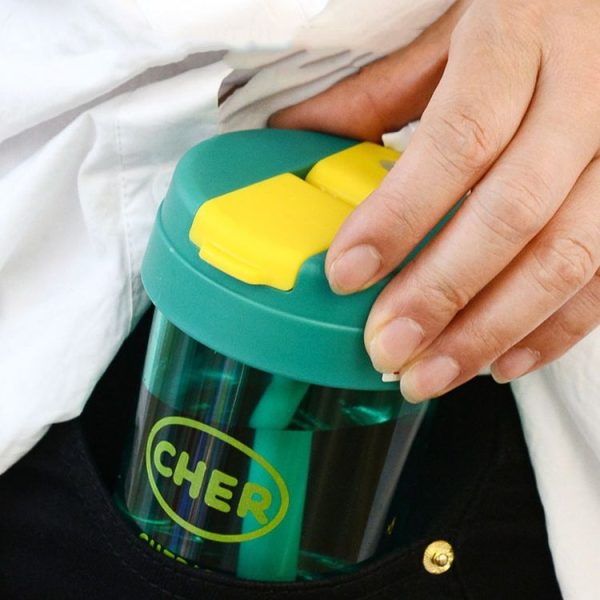 300ml Mini Children Water Mug Leakage-proof Student Plastic Portable Straw Cup (Yellow) - Image 11