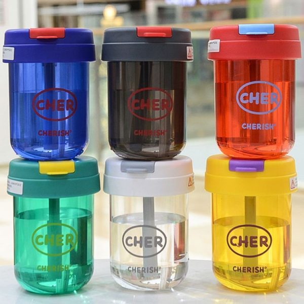 300ml Mini Children Water Mug Leakage-proof Student Plastic Portable Straw Cup (Yellow) - Image 3