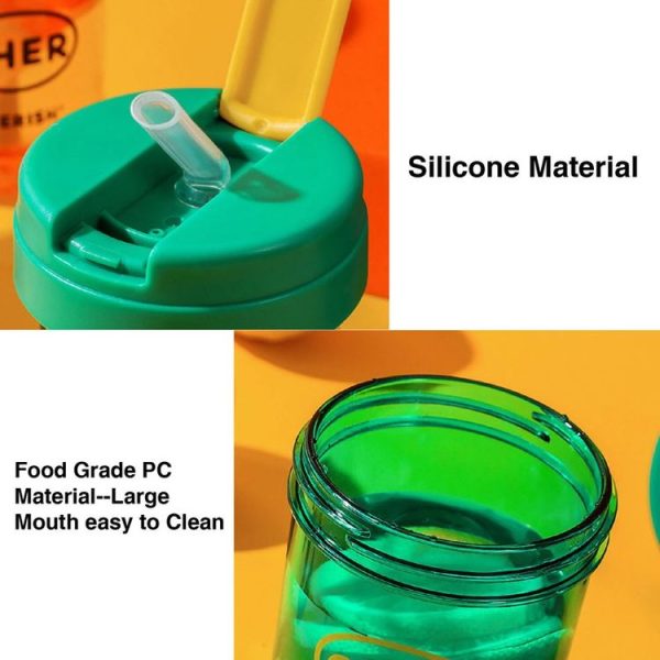 300ml Mini Children Water Mug Leakage-proof Student Plastic Portable Straw Cup (Yellow) - Image 6