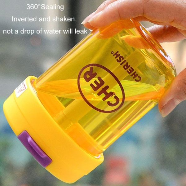 300ml Mini Children Water Mug Leakage-proof Student Plastic Portable Straw Cup (Yellow) - Image 8