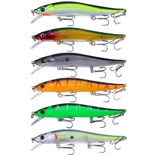 6colors / Set HENGJIA MI169 Submerged Minnow Dummy Bait Lua Hard Fishing Lures, Size: 12cm 13.6g