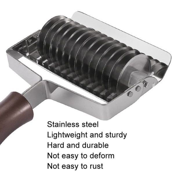 304 Stainless Steel Pusher Multifunctional Noodle Sword Thickening Kitchen Noodle Cutter, Style: Aluminum Handle 5mm - Image 4