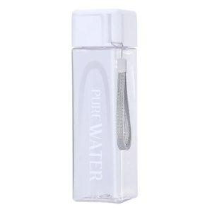 500ml Simple Square Mug Portable Leak-Proof Plastic Cup Sports Camping Bottle (White)