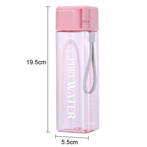 500ml Simple Square Mug Portable Leak-Proof Plastic Cup Sports Camping Bottle (White) - Image 3
