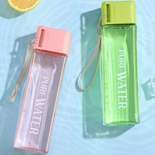 500ml Simple Square Mug Portable Leak-Proof Plastic Cup Sports Camping Bottle (White) - Image 8