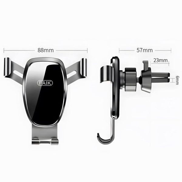 FAIK Car Cell Phone Holder Air Vent Triangle Gravity Sensor Car Phone Bracket, Color: Black Frosted Model - Image 3
