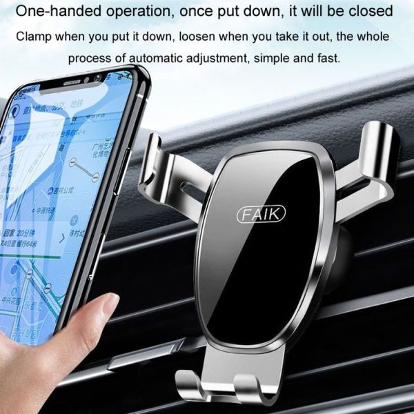 FAIK Car Cell Phone Holder Air Vent Triangle Gravity Sensor Car Phone Bracket, Color: Black Frosted Model - Image 8