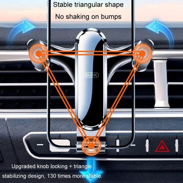 BUDK Triangle Gravity Sensor Car Phone Bracket Car Air Vent Navigation Holder, Model: Suction Cup Base Model - Image 6