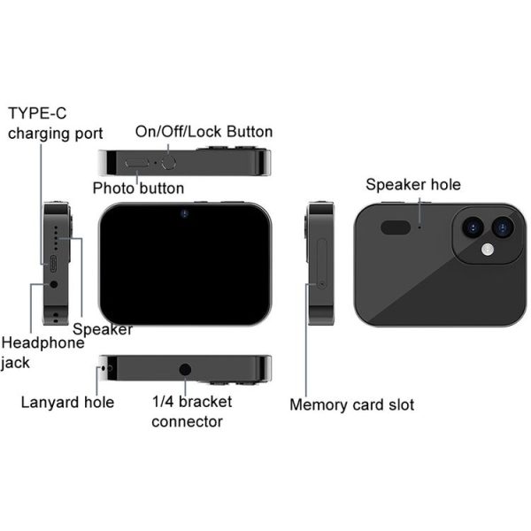 D6 CCD HD Digital Camera Movie Music Smart Camera Touch Screen Student Card Video Recorder, Excluding Memory (Black) - Image 4