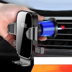 BUDK Anti-shake Car Phone Bracket Car Navigation Air Vent Fixed Gravity Support Stand (Black)