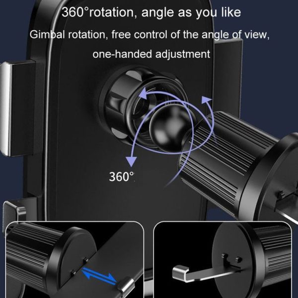 BUDK Anti-shake Car Phone Bracket Car Navigation Air Vent Fixed Gravity Support Stand (Black) - Image 12
