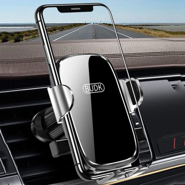 BUDK Anti-shake Car Phone Bracket Car Navigation Air Vent Fixed Gravity Support Stand (Black) - Image 2