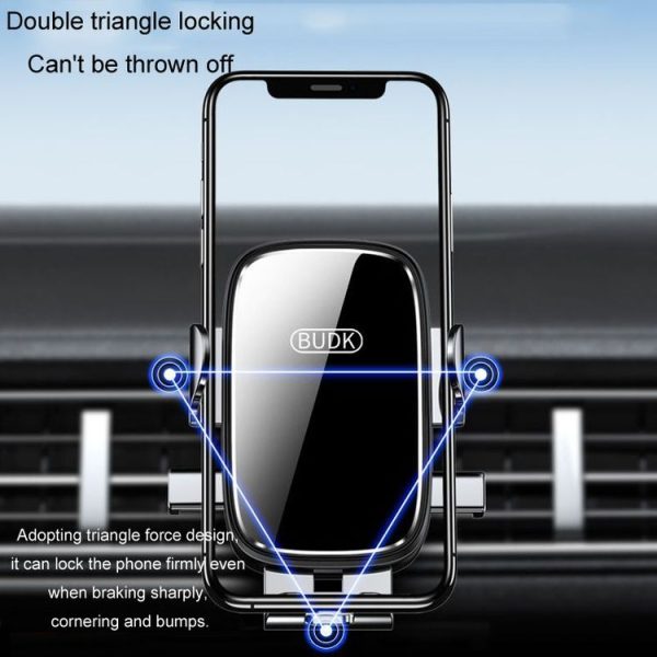 BUDK Anti-shake Car Phone Bracket Car Navigation Air Vent Fixed Gravity Support Stand (Black) - Image 4