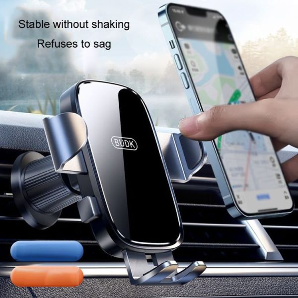 BUDK Anti-shake Car Phone Bracket Car Navigation Air Vent Fixed Gravity Support Stand (Black) - Image 5