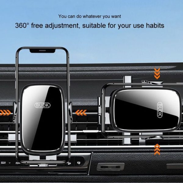 BUDK Anti-shake Car Phone Bracket Car Navigation Air Vent Fixed Gravity Support Stand (Black) - Image 7