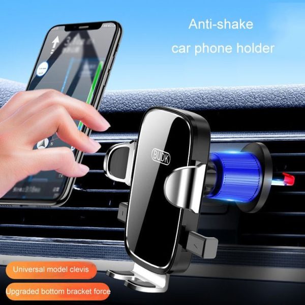 BUDK Anti-shake Car Phone Bracket Car Navigation Air Vent Fixed Gravity Support Stand (Black) - Image 8