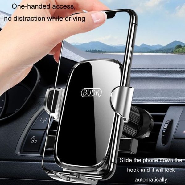 BUDK Anti-shake Car Phone Bracket Car Navigation Air Vent Fixed Gravity Support Stand (Black) - Image 9