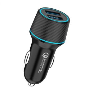 QIAKEY Dual Fast Charging Charger One To Two Cigarette Lighter, Size: TH218 36W (Black)
