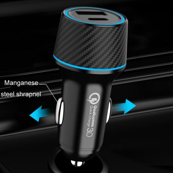 QIAKEY Dual Fast Charging Charger One To Two Cigarette Lighter, Size: TH218 36W (Black) - Image 7
