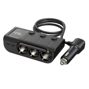 120W Digital Display Cigarette Lighter Car Fast Charging Charger (Black)