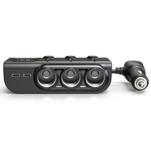 120W Digital Display Cigarette Lighter Car Fast Charging Charger (Black) - Image 2