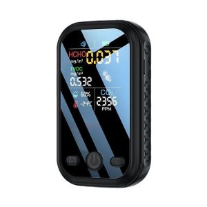 5 In 1 Air Quality Monitor TVOC HCHO CO2 Detector Temperature Humidity Tester (Black)
