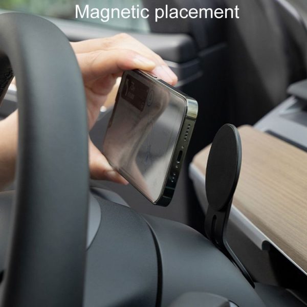 Tesla Model 3 / Y Automotive Magnetic Cell Phone Holder Car Steering Wheel Navigation Mount, Style: Curved - Image 5