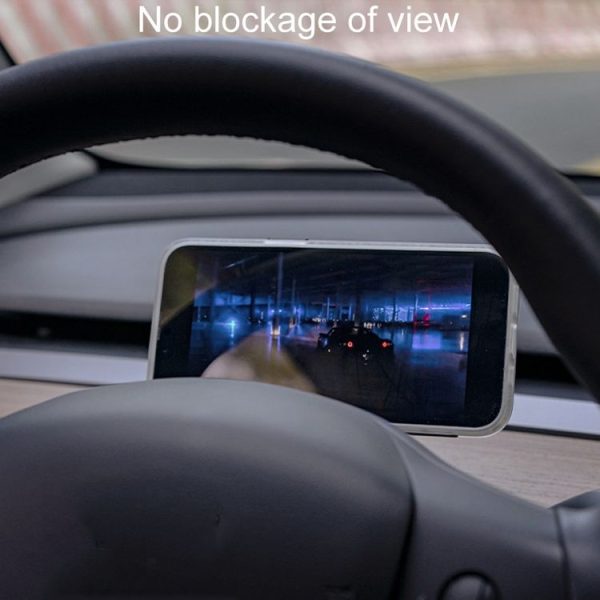Tesla Model 3 / Y Automotive Magnetic Cell Phone Holder Car Steering Wheel Navigation Mount, Style: Curved - Image 6