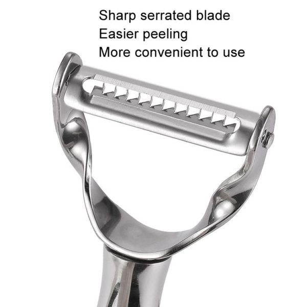 304 Stainless Steel Paring Knife Multifunctional Peeler Fruit and Vegetable Scraper (Shredding Serrated) - Image 5