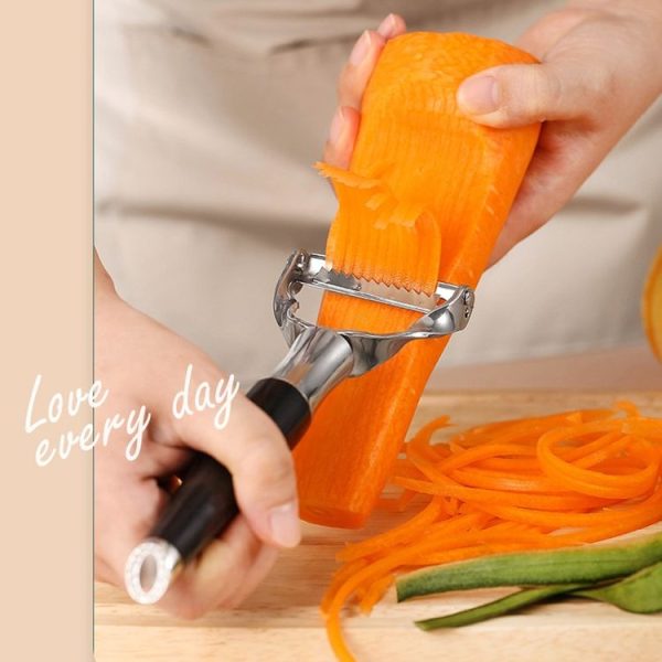 304 Stainless Steel Paring Knife Multifunctional Peeler Fruit and Vegetable Scraper (Shredding Serrated) - Image 9
