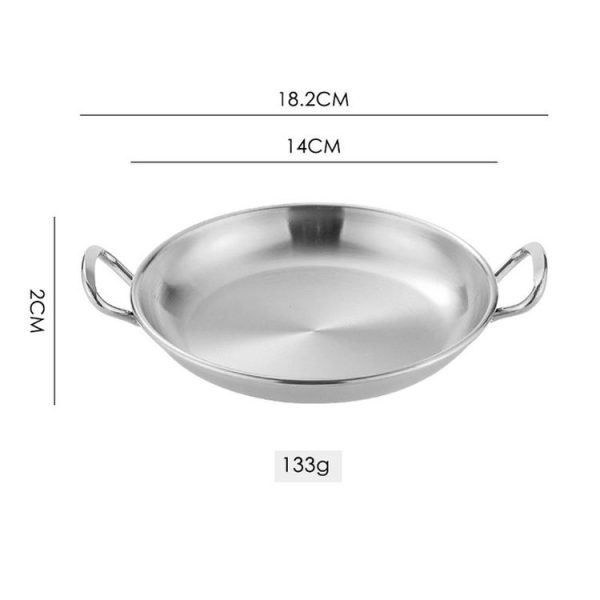 304 Stainless Steel With Double Ear Snack Tray Fried Chicken Chips Cold Dishes Candy Snacks Tray, Size: 13cm Round (Silver) - Image 2
