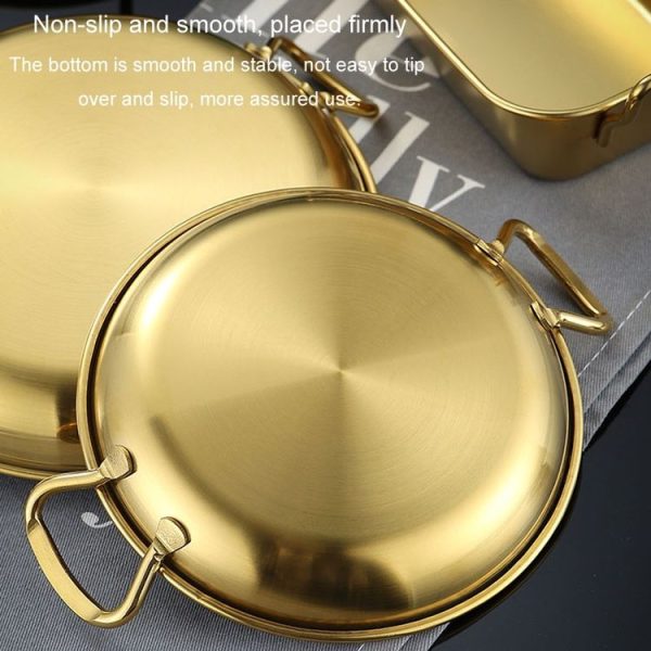 304 Stainless Steel With Double Ear Snack Tray Fried Chicken Chips Cold Dishes Candy Snacks Tray, Size: 13cm Round (Silver) - Image 3