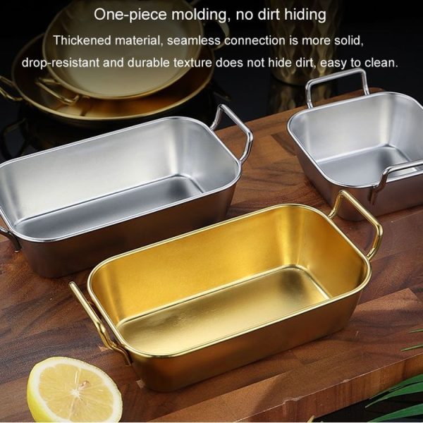 304 Stainless Steel With Double Ear Snack Tray Fried Chicken Chips Cold Dishes Candy Snacks Tray, Size: 13cm Round (Silver) - Image 7