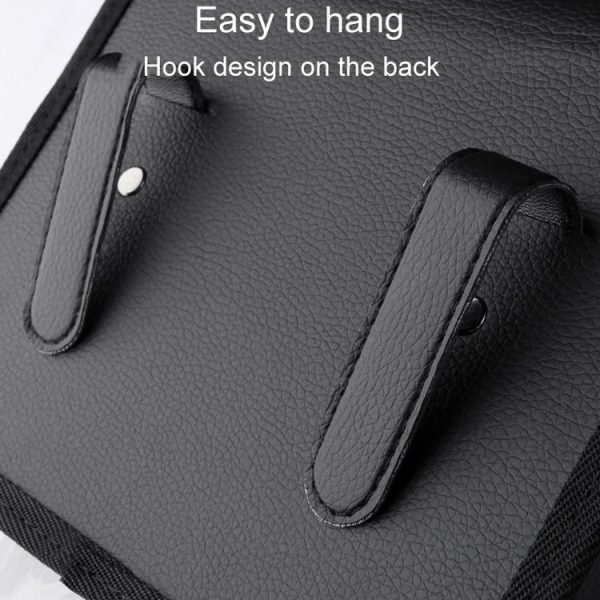 Car Folding Trash Can Multifunctional Seatback Hanging Storage Box (Black) - Image 5