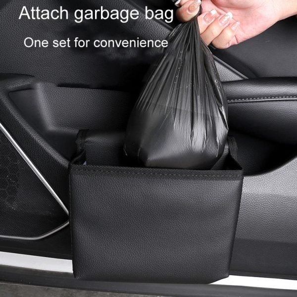 Car Folding Trash Can Multifunctional Seatback Hanging Storage Box (Black) - Image 7