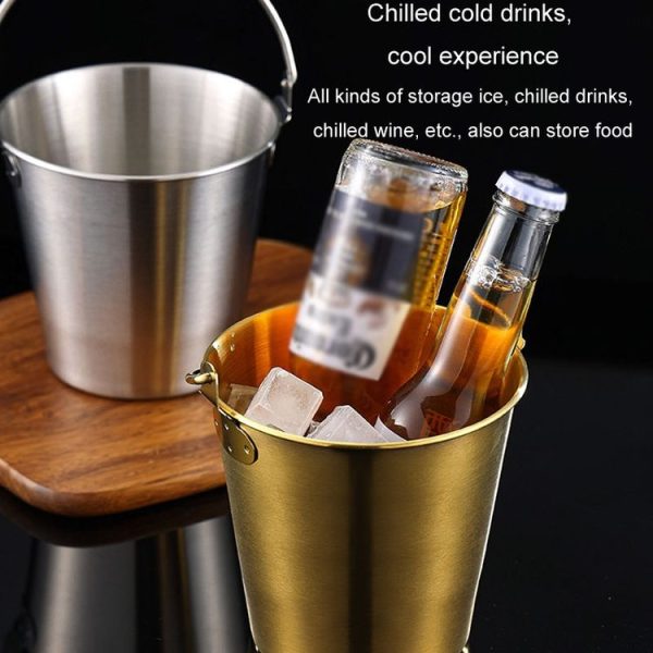 700ml 304 Stainless Steel Handheld Ice Bucket Bar Beer Chill Bucket Chips Milk Tea Snacks Barrel (Silver) - Image 10