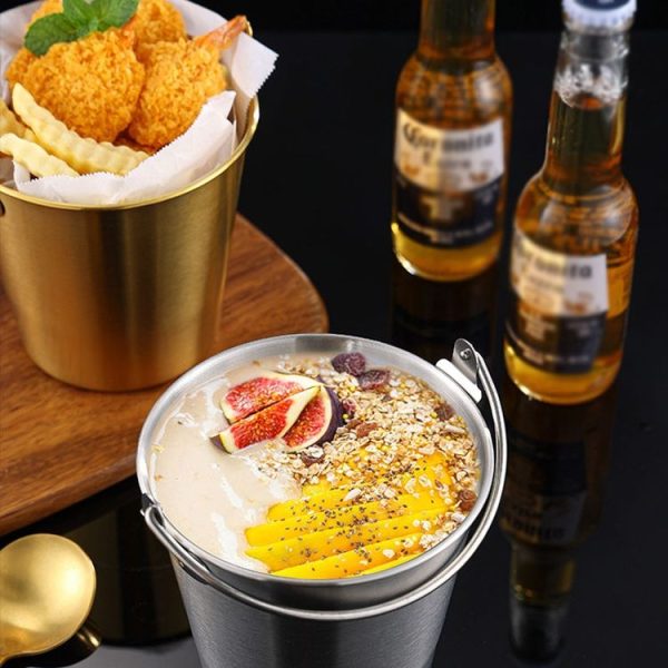 700ml 304 Stainless Steel Handheld Ice Bucket Bar Beer Chill Bucket Chips Milk Tea Snacks Barrel (Silver) - Image 12