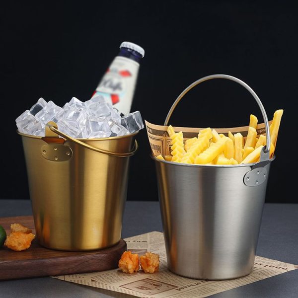 700ml 304 Stainless Steel Handheld Ice Bucket Bar Beer Chill Bucket Chips Milk Tea Snacks Barrel (Silver) - Image 2