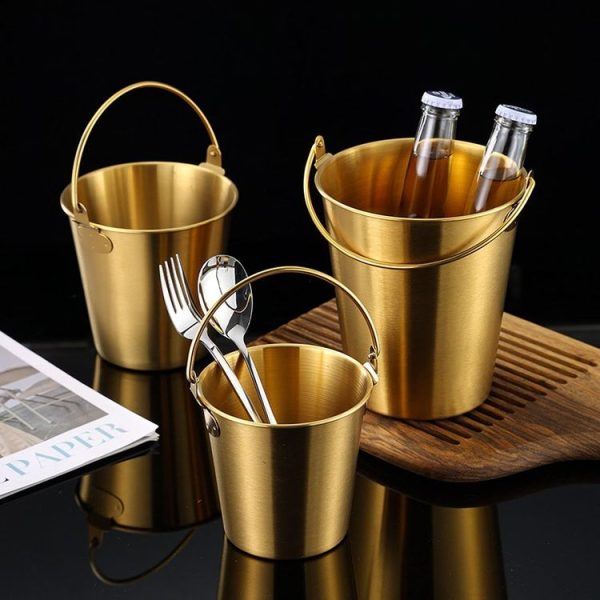 700ml 304 Stainless Steel Handheld Ice Bucket Bar Beer Chill Bucket Chips Milk Tea Snacks Barrel (Silver) - Image 3