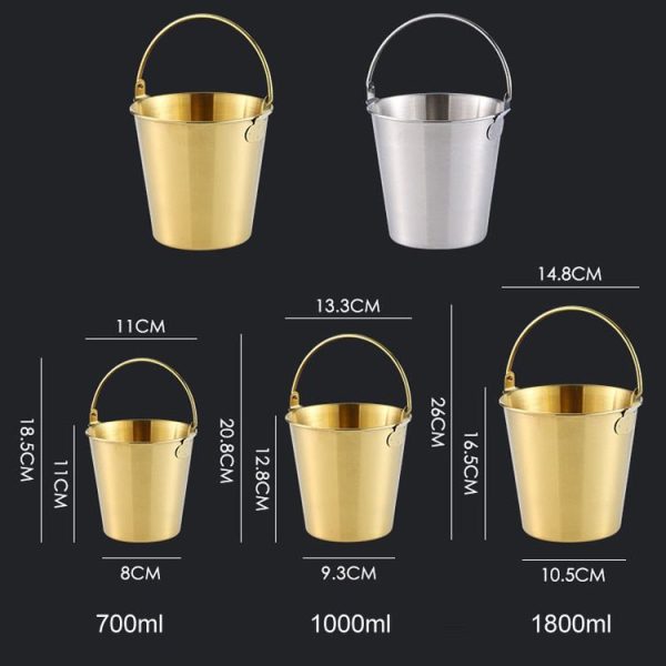 700ml 304 Stainless Steel Handheld Ice Bucket Bar Beer Chill Bucket Chips Milk Tea Snacks Barrel (Silver) - Image 4