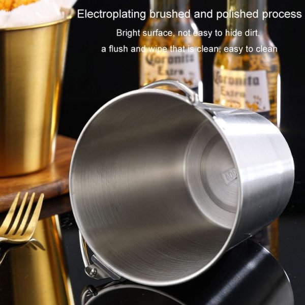 700ml 304 Stainless Steel Handheld Ice Bucket Bar Beer Chill Bucket Chips Milk Tea Snacks Barrel (Silver) - Image 5