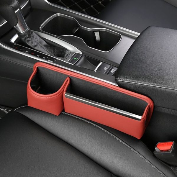 Automotive Seat Clamp Seam Organizer Car Decoration Storage Bag Water Cup Model, Style: Main Driver Red - Image 2