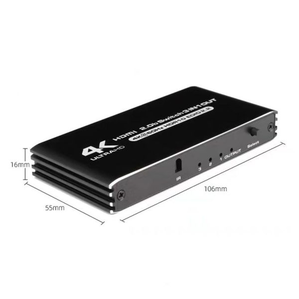 60Hz HDMI2.0 4K With Remote Control Switcher HDCP2.2 Version 3 Into 1 Out Video Converter - Image 4
