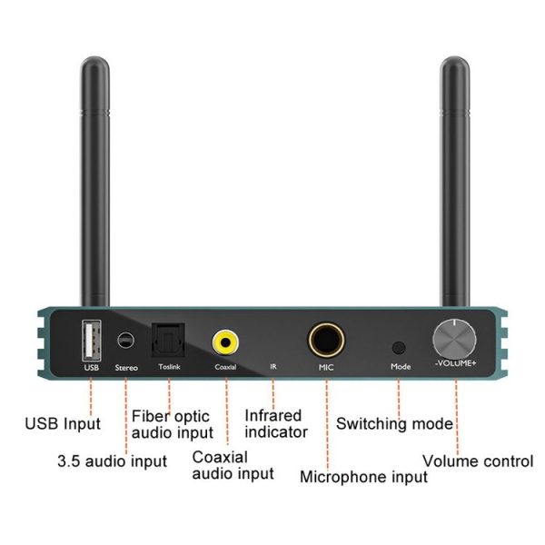 Bluetooth 5.0 Receiver Digital Optical Coaxial To Analog Microphone HD HDMI Wireless Screen Thrower - Image 4