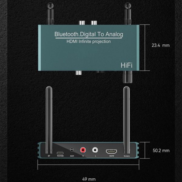 Bluetooth 5.0 Receiver Digital Optical Coaxial To Analog Microphone HD HDMI Wireless Screen Thrower - Image 5